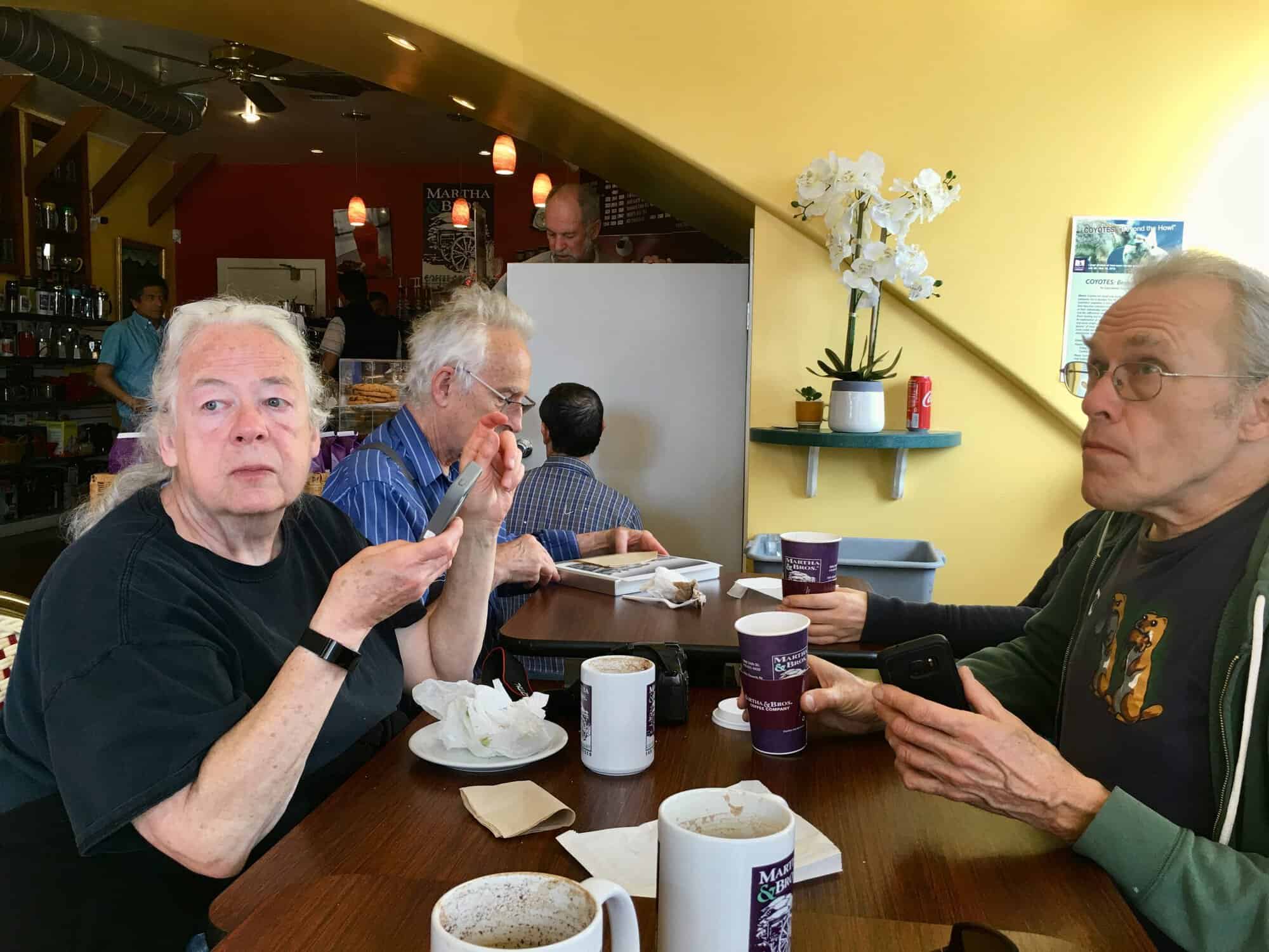 Susan, Joe, and David at a cafe in San Francisco
