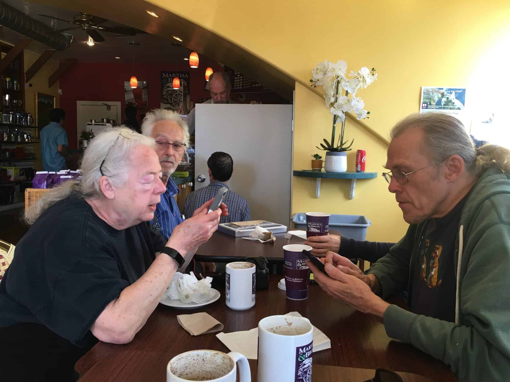 Susan, Joe, and David at a cafe in San Francisco