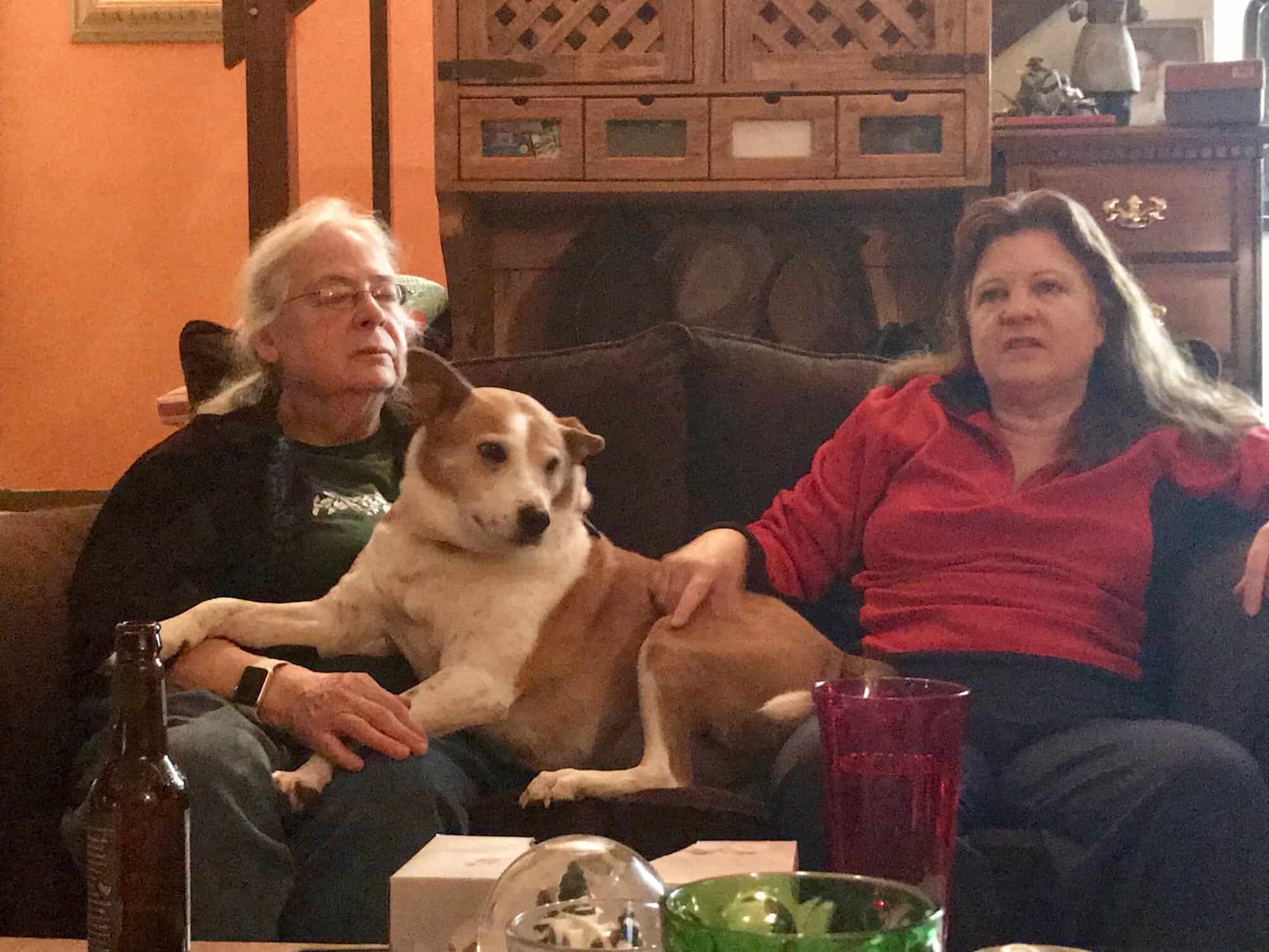 Susan, Garnet the dog, and Julie